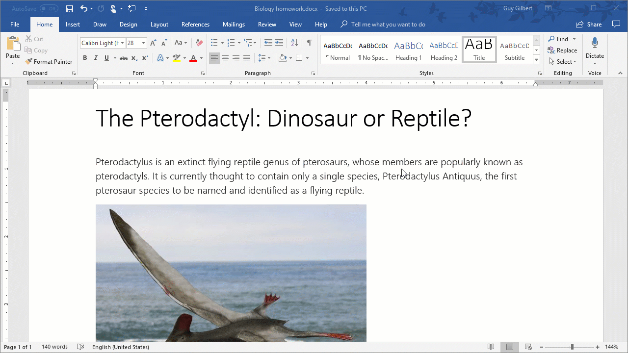 Immersive Reading in Microsoft Word